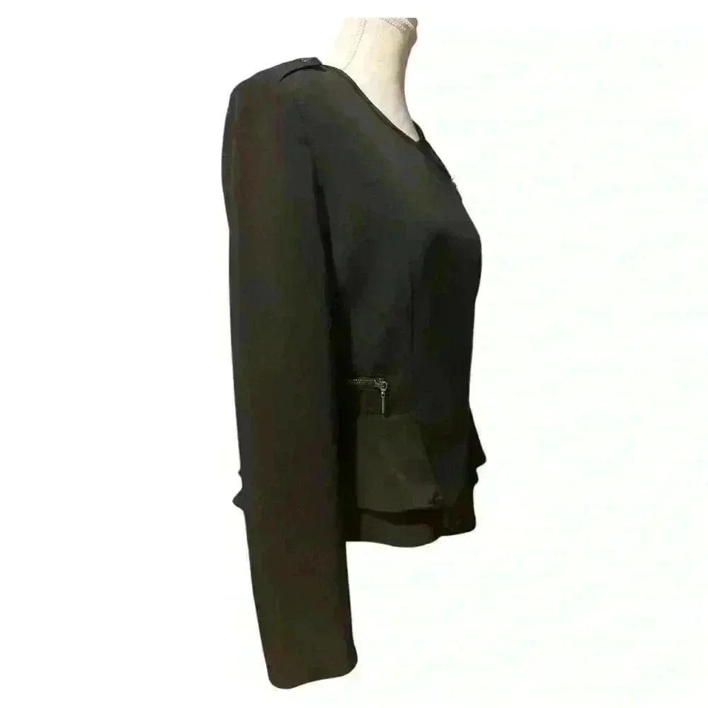 White House Black Market Black Peplum Moto Jacket Size 4 - Picture 7 of 16